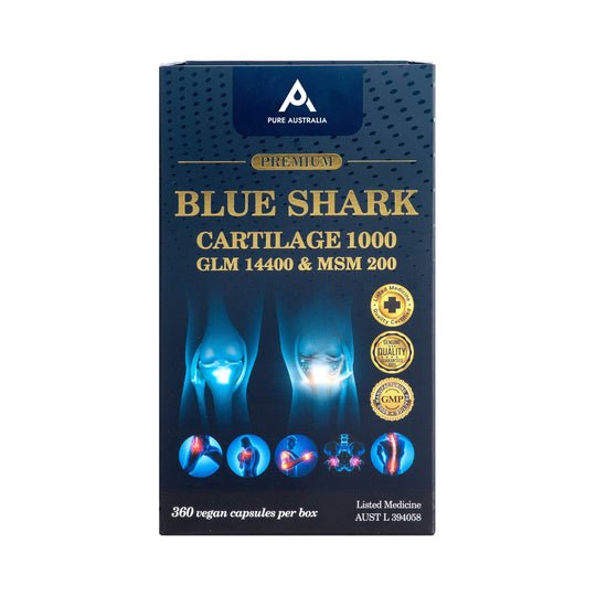 PURE AUSTRALIA BLUE SHARK CARTILAGE 1000 GLM 14400 & MSM 200 (360 CAPSULES)
