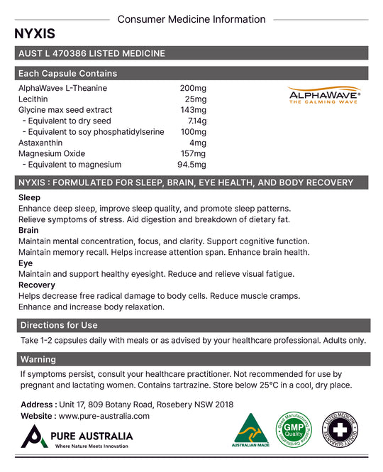 NYXIS – Sleep, Brain, Eye Health Solution 120 Vegan Capsules