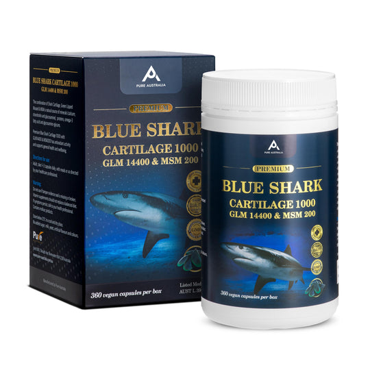 PURE AUSTRALIA BLUE SHARK CARTILAGE 1000 GLM 14400 & MSM 200 (360 CAPSULES)